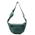 Sac bandoulière en toile vert foncé avec logo brodé et mini pochette ronde zippée - Vert