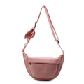 Pink crescent canvas crossbody bag with small coin purse and letter embroidery detail - Pink