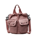 Sac seau rose à cordon en nylon avec poches avant et bandoulière réglable - Rose