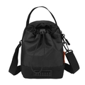Compact black nylon drawstring water bottle bag with adjustable strap and logo detail - Black