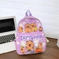 Sac à dos violet pour enfants avec imprimés mignons de capybara et tissu résistant - Violet