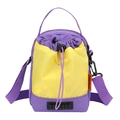 Nylon water bottle bag in yellow and purple contrast with adjustable shoulder strap - Yellow with Purple