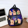 Sac à dos enfant noir avec fond galaxie violet et motifs capybara mignons - Noir