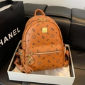 Mini sac à dos marron à motif chat en cuir PU avec pendentif noeud et rivets dorés - Sac Seul / Grand / Marron