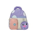 Mochila escolar infantil de colores con lunares morados y colgante de cerdito - Morado