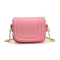 Pink quilted PU leather mini crossbody bag for girls with golden chain strap - Pink