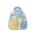 Hellblauer und cremefarbener Schulrucksack mit Punkten und süßem Cartoon Smiley-Gesicht - Blau