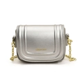 Petit sac bandoulière argenté pour fille avec paillettes et chaîne dorée - Argent