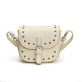 Children's creamy white saddle bag with silver studs and adjustable shoulder strap - White