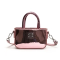 Mini borsa rosa metallizzato laser a specchio per bambine con manici e tracolla argento - Rosa