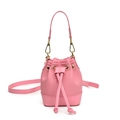 Pink leopard pattern bucket bag for kids with drawstring and smooth leather texture - Pink