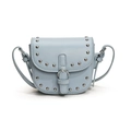 Mini light blue saddle bag with silver studs and adjustable crossbody strap - Blue