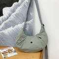 Umhängetasche für Kinder aus Nylon in Salbeigrün mit verstellbarem Gurtband - Grau