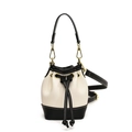 Kids mini leopard bucket bag in black and white contrast faux leather with gold hardware - Black and White
