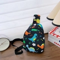 Kids black crossbody bag with colorful cartoon dinosaur prints and adjustable strap - Black