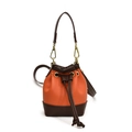 Mini orange and brown leopard style bucket bag for kids with gold hardware - Orange
