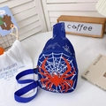 Kids navy chest bag with red spider print and adjustable strap for boys and girls - Blue Spider