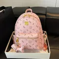 Sac à dos rose en similicuir avec motifs de chats mignons et charme de chiot assorti - Sac Seul / Moyen / Rose Clair