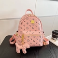 Mini sac à dos rose en cuir synthétique avec motifs chat et pendentif mignon - Sac Seul / Moyen / Rose foncé