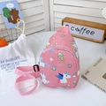Pink kids chest bag featuring cute unicorn and rainbow cartoon prints for girls - Pink