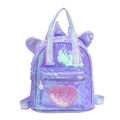 Kids lavender unicorn backpack with sequin heart and rainbow strap detail - Purple
