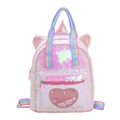 Unicorn glitter backpack for kids with rainbow straps and flowing heart sequins - Light Pink