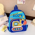 Mochila azul infantil con diseño de excavadora y bolsillos laterales de malla suave - Azul Real