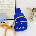 Borsa a tracolla blu reale per ragazzi con cinturino giallo e lettere colorate - Blu