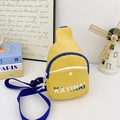 Kids mini canvas chest bag in bright yellow with blue straps and athletic brand logo - Yellow