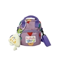 Purple children's heart print crossbody bag with a cute plush starfish pendant charm - Purple