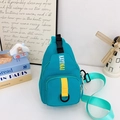 Kids casual nylon crossbody chest bag in teal with yellow decorative straps - Green