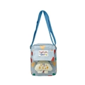 Light blue kids crossbody bag with colorful heart patterns and plush toy pendant - Blue