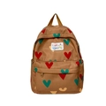 Sac à dos marron pour enfant avec motifs cœurs colorés et poche zippée pratique - Marron
