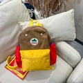 Kids backpack with color-blocking design in brown, yellow and red for school - Large / Yellow