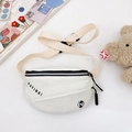 White leather kids chest bag with KAYINAI logo and adjustable beige strap for boys and girls - White
