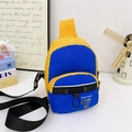 Mini crossbody bag in blue and yellow contrast with adjustable strap and zip pocket - Blue