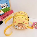 Simpatica borsa a tracolla gialla per bambini con stampe di orsetti e gatti dei cartoni - Giallo