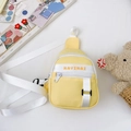 Levendige gele crossbody borsttas voor kinderen met witte KAYINAI letterbanden en rits - Geel
