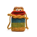 Handmade crochet monster crossbody bag with colorful stripes and funny sausage lips - Gradient