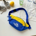 Blue and yellow contrast sports chest bag with white letter print for children - Light Blue