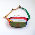 Kids colorful patchwork chest bag with cute deer logo and adjustable strap - Green