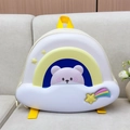 Detailed view of kids' cloud-shaped EVA hardshell backpack with cute 3D bear and rainbow motifs - Off White
