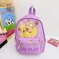 Cute light purple Capybara kids backpack with waterproof fabric and cartoon print - Purple