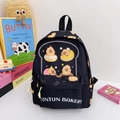 Cute black Kapibara Bakery print children's canvas backpack with cartoon design - Black