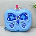 3D butterfly cartoon toddler backpack in light blue EVA hardshell with pink antennae - Blue