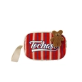 Borsa a mano in tela a righe per bambini con ciondolo a orsetto e scritta Tochas ricamata - Rosso