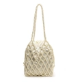 Handgefertigte Perlen-Handtasche in Elfenbein mit elegantem gewebtem Perlennetz-Design - Groß / Weiß