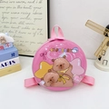 Rosa runder Kinderrucksack mit Hartschale, niedlichem Capybara-Print und rosa Gurten - Rosa Schlafendes Capybara