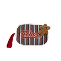 Borsa a righe per bambini con ciondolo a orsetto e ricamo rosso Tochas - Marrone