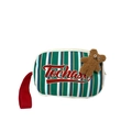 Astuccio in tela a righe verdi e blu per bambini con charm a forma di orsetto bruno - Verde